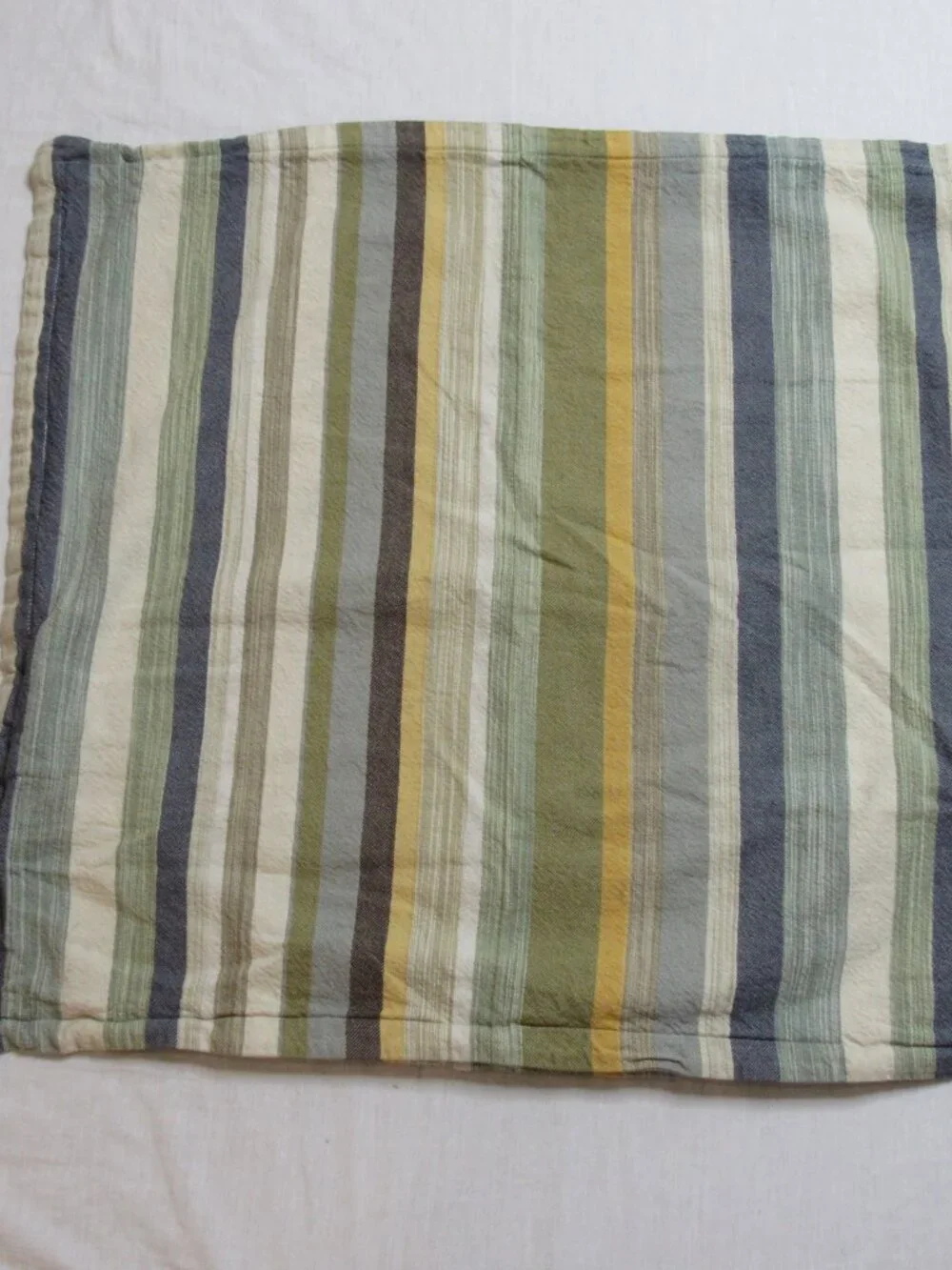 Pottery Barn Blue Green Stripe LOGAN Euro Sham Linen Blend